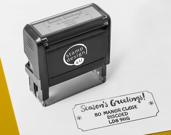 Personalised Address Rubber Stamp with Season Greetings Design Santa Claus Post Office Mail Stamp