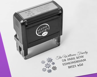 Personalised Address Rubber Stamp with Snowflake Design Christmas Santa Claus Post Office Mail Stamp