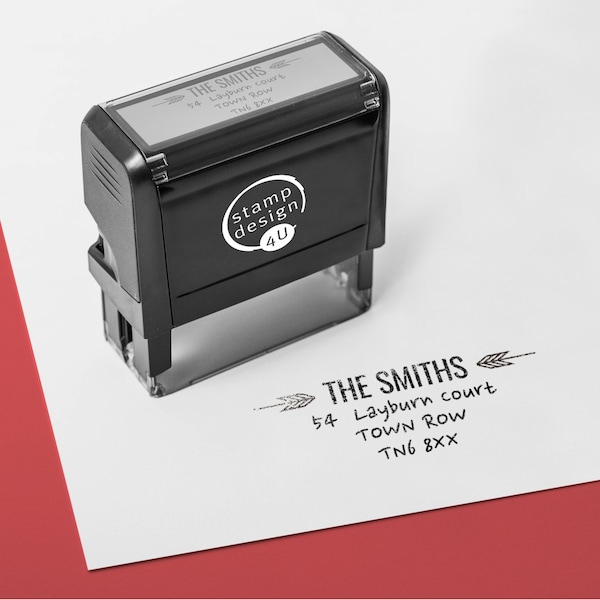 Personalised Self Inking Address Rubber Stamp with Arrow design