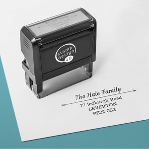 Personalised Rubber Stamp with Fancy Address Arrow Design 58 x 22mm