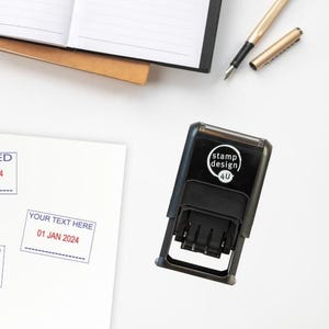 Personalised Custom Text Date Stamp Trodat 4750 Self Inking up to 2 Lines of Text in 6 Choices of Colour