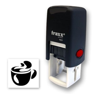 Timbro in gomma fedeltà Coffee Cup Icon, 14 mm, in 5 colori di inchiostro per il tuo programma fedeltà e le tue carte