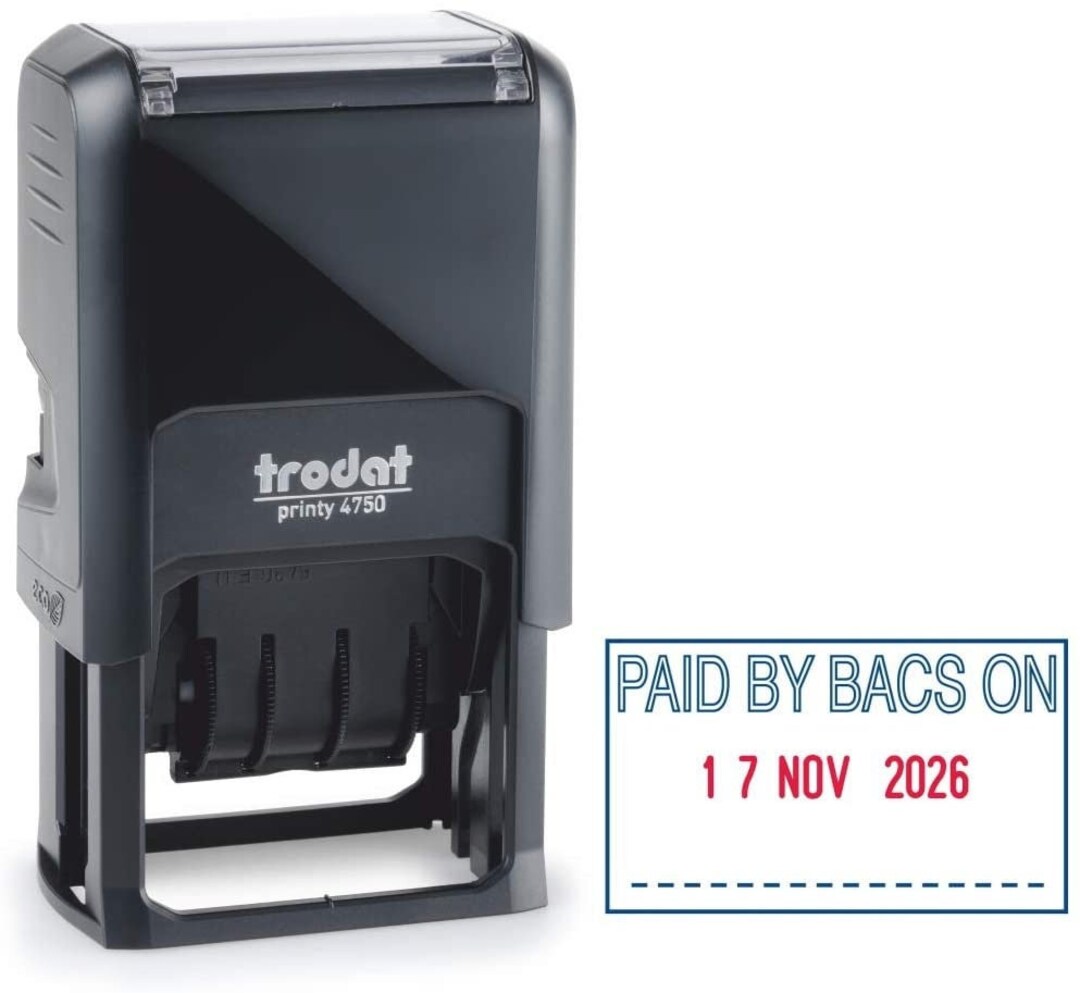 Personalised Custom Text Date Stamp Trodat 4750 Self Inking up to 2