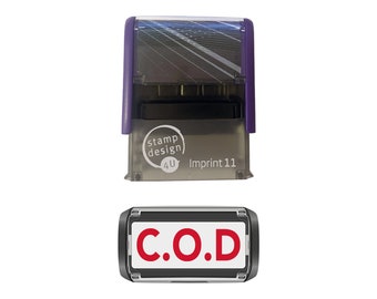 Imprint 11 38 x 14mm Word Stamp - C.O.D Stamp in Red Ink from Stamp Design 4U