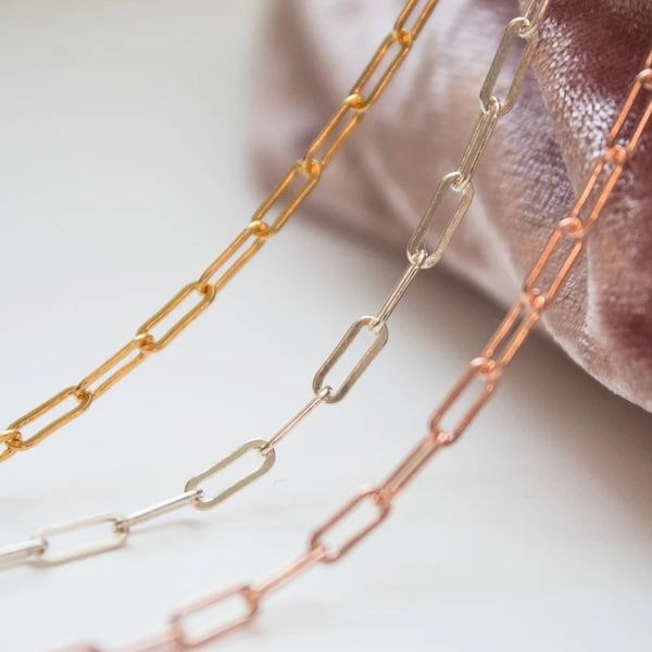 Gold Filled 2.5mm Gold Paperclip Chain Bulk Rose Gold Paperclip Chain Bulk Gold Paperclip 2.5mm Wholesale Gold Chain High Quality