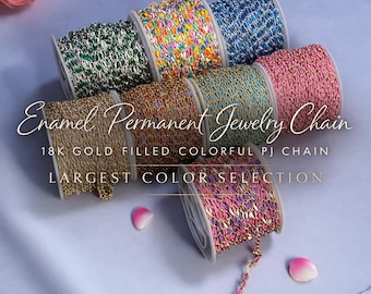 Enamel Permanent Jewelry Chain | 18K Gold Filled Colorful PJ Chain | Largest Color Selection