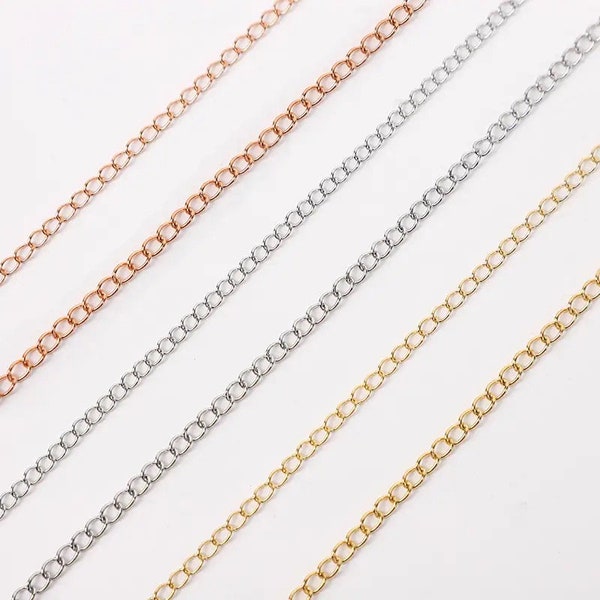 14k Gold Filled Curb Oval-Shaped Tail Chain - Rose Gold - Gold 2.5mm x 3mm For Permanent Jewelry. High Quality Bulk Chain. Fast Shipping!!!