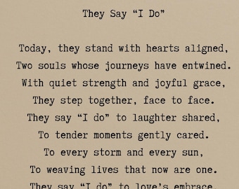 They Say 'I Do' | Wedding Ceremony Poem | Instant JPG Download