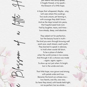 Wedding Poem – &quot;The Blossom of a little Hope&quot;  Beautiful Wedding Reading Ceremony Poem | Love Poem | Instant Download | Sentimental Keepsake