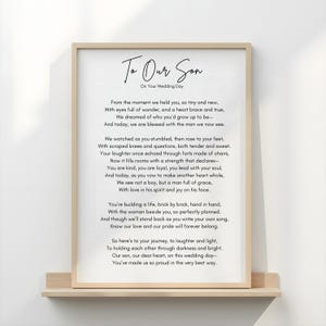 To Our Son on Your Wedding Day Poem – Sentimental Gift from Parents to Son, Wedding Keepsake Print, Instant A4 Digital Download