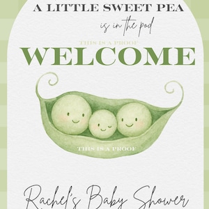 Sweet Pea Baby Shower Bundle | Editable Canva Invitation, Welcome Sign, Baby Predictions & Poem | Gender Neutral Green Baby Shower Theme