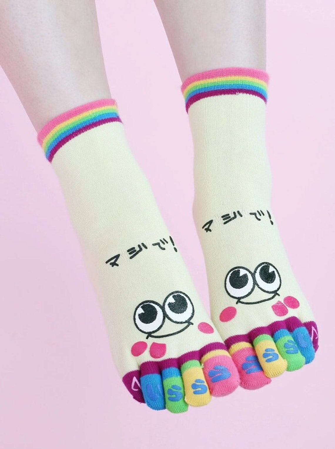 Cartoon Graphic Toe Socks Etsy