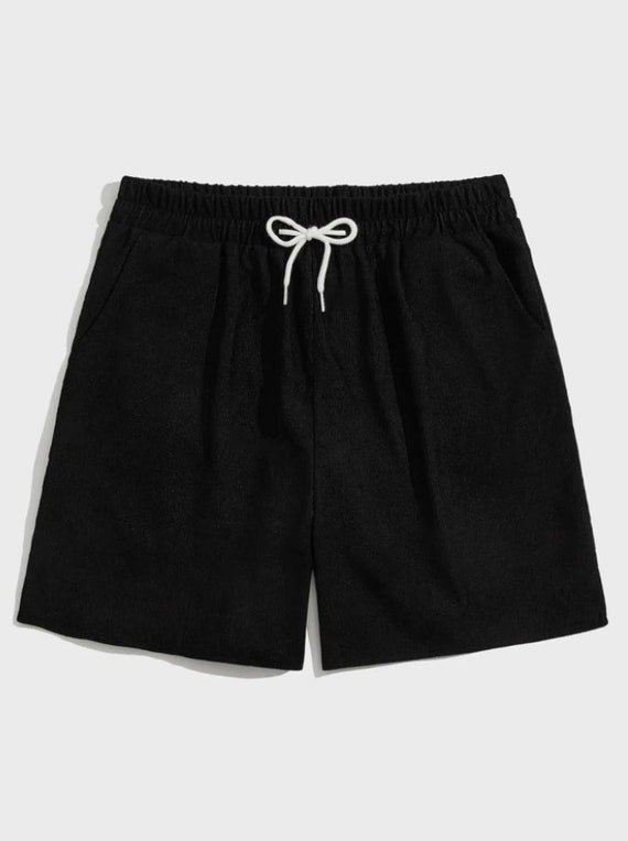 Guys Solid Corduroy Drawstring Shorts - Etsy
