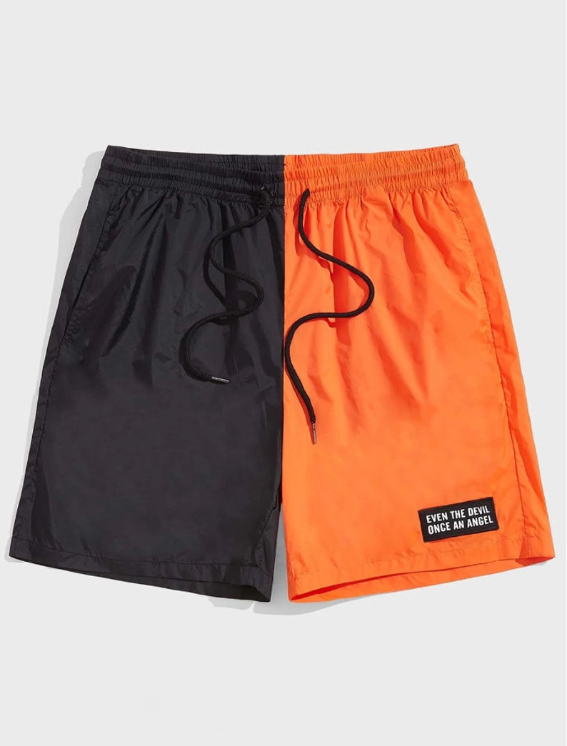 Men Colorblock Drawstring Shorts 