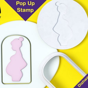 Kobieta w ciąży Pieczątka i foremka do ciastek | Idealny na Baby Shower lub ciążę, aby pokazać rodzinie | Można myć w zmywarce