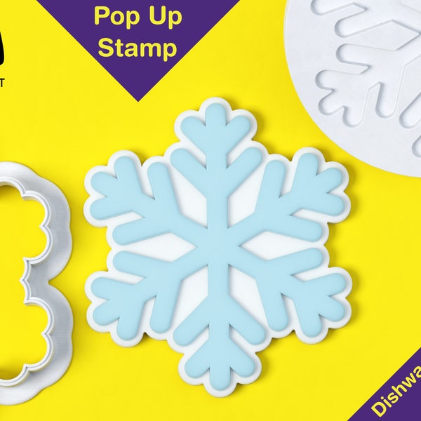 Snowflake Cookie Cutter and Cookie Stamp | Pop Up, Raised effect | Dishwasher safe