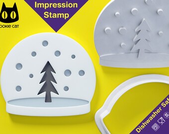 Snow Globe Cookie Stamp et Cookie Cutter idéal pour les biscuits, fondant, argile polymère | Lave-vaisselle