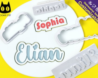 Nome personalizzato Cookie Stamp personalizzato (effetto impressione) e Biscuit Cutter | Scegli il tuo carattere | Lavabile in lavastoviglie