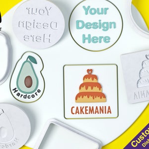 Custom LOGO Stamp for Raised effect (Pop-Up Cookie Stamp) with personalized cookie cutter | Express service | Dishwasher safe