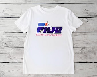Retro 90s Boyband T-Shirt: Five Keep On Movin' 2025 Tour Graphic Tee