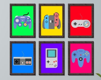 Retro Video Games Controller Art, Game Room Wall Art, Gaming Poster, Video Game Decor, Man Cave Sign, Geeky Art, Digital Download, 5 Sizes