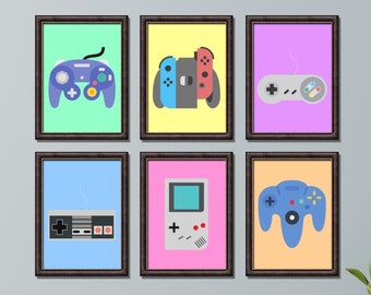 Retro Video Games Controller Art, Game Room Wall Art, Gaming Poster, Video Game Decor, Man Cave Sign, Geeky Art, Digital Download, 5 Sizes