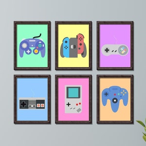 Retro Video Games Controller Art, Game Room Wall Art, Gaming Poster, Video Game Decor, Man Cave Sign, Geeky Art, Digital Download, 5 Sizes