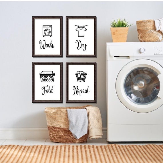 Buy Wash Dry Fold Repeat Laundry Room Decor Set of 4 Prints Online ...