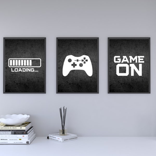 Video Game Wall Art, Gaming Prints Set, Gaming Wall Art Set of 3, Gaming Room Decor, Video Game Print, Man Cave Sign, Gamer Poster, 5 Sizes