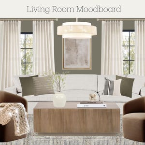 Modern Earthtone Living Room Design | E-Design | Pre-designed Interior Design Package | Home Decor Service | Interior Design PDF Download