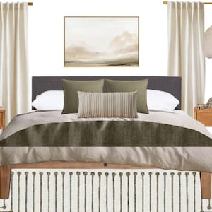 Diseño de dormitorio moderno orgánico / Diseño electrónico / Mood Board prediseñado / Servicio de decoración del hogar / Descarga de diseño de interiores / Habitación personalizada