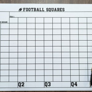 Football Squares Printable - Football Grid - Football Bet - Printable Football Game Squares - Super Bowl Squares - Betting