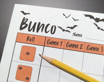 Halloween Bunco set - Printable - PDF SVG - incudes table cards, tally cards, and ghost cards. Instant download
