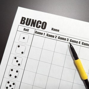 Bunco Score cards - Bunco Score sheet - party - dés - jeu - Imprimable