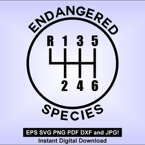 Bedreigde Diersoorten - Manual Stick Shift SVG PNG - Instant Digital Download - pdf eps dxf jpg pdf