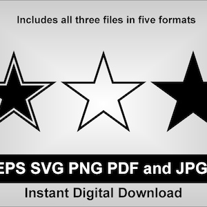 Star - stars - outline - solid- Instant Digital Download - svg - pdf - jpg - eps - png - cricut - silhouette - Vinyl cutter - Decal - Design