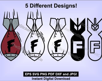 F-Bomb SVG Designs - png jpg pdf eps dxf - instant download - 5 different versions