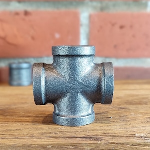 DIY, Ironworks Metal Black Pipe Fittings, Ferrugem de ferro, Conexões de tubos industriais, 1/2&#39;&#39;, 3/4&#39;&#39;, 1&#39;&#39; Comp. de encanamento, Cruz, Quádruplo, Quádruplo