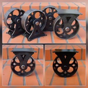 Loft Metal Castors, Raw Black 135mm Iron Loft Furniture Wheel, Rustic Industrial Vintage Wheel, Coffee Table Wheel, Industrial Wheel, DIY
