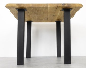 Set of 4 Square Column Table Legs, Black Steel Furniture Legs, 71 cm Metal Dining or Desk Table Legs, 80x80 mm