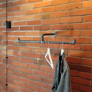 Industrial Wall Mounted Clothes Rack, Wall Mounted Clothes Rail, Pipe rack, Garment rack, Clothes hanging rack, Hanging rail, Cloth rack