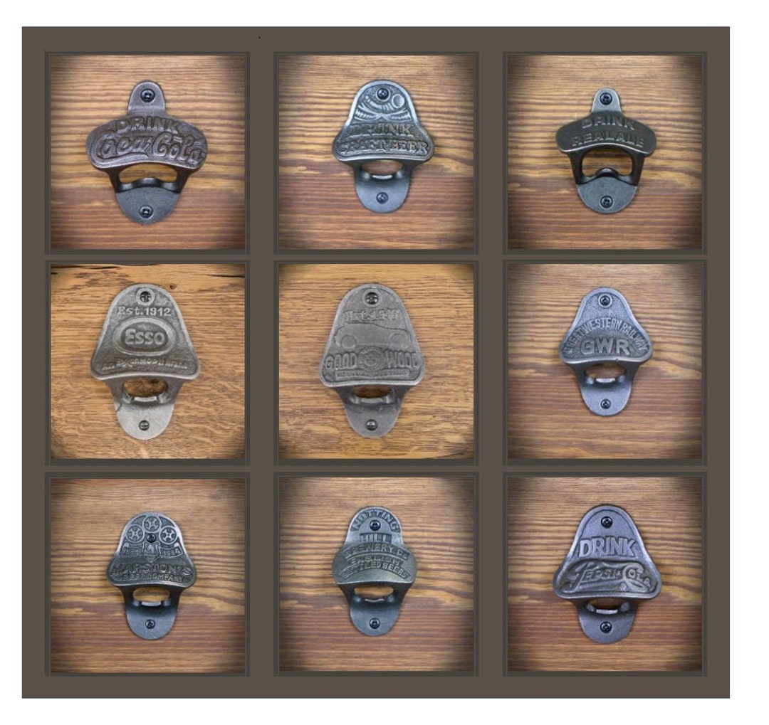 Vintage Bottle Wall Caps Openers, Cast Iron Wall Mounted Bottle Opener