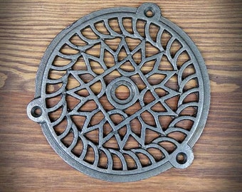 Cast iron ROUND Ventilation GRILLE 125MM 200MM , 5inch 7 3/4inch Ventilation Grille, Vent Plate Cover, Rustic Antique Ventilation Grille,DIY