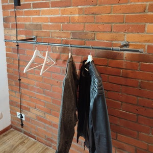 Industrial wall mounted clothes rack, Wall mounted clothes rail, Pipe rack, Garment rack, Clothes hanging rack, Hanging rail, Cloth rack