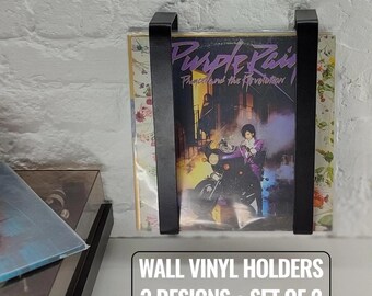 Wall Mount Vinyl Record Holder (Set of 2) – Minimal LP Sleeve Display, Steel, Black/White, 3 Sizes, Powder-Coated
