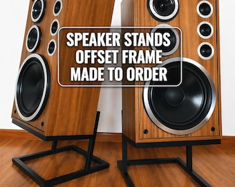 Custom Offset / Z-Frame Speaker Stands (Pair) – Modern Steel HiFi Stands, 150–300 mm Height Options