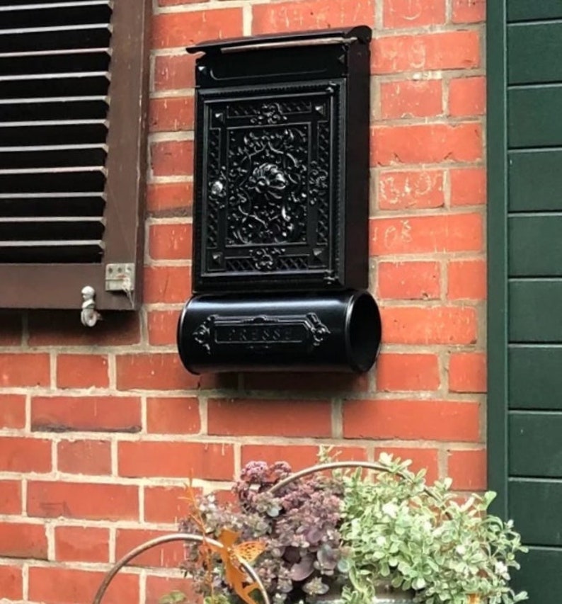 Retro Vintage Black Mailbox Wall Mounted Letterbox Black Etsy