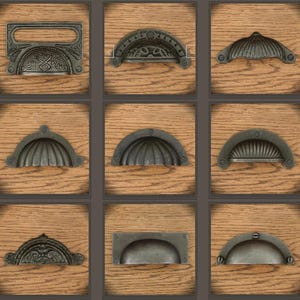 Tiradores y manijas de cajón estilo concha – Herrajes para gabinetes de hierro fundido, 27 diseños vintage imagen 3