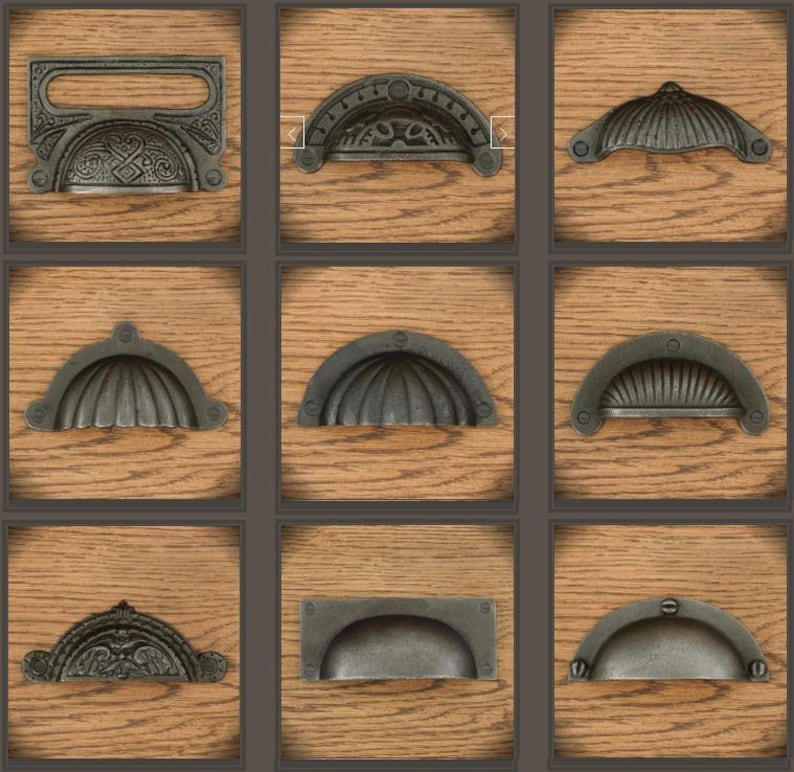Tiradores y manijas de cajón estilo concha – Herrajes para gabinetes de hierro fundido, 27 diseños vintage imagen 3