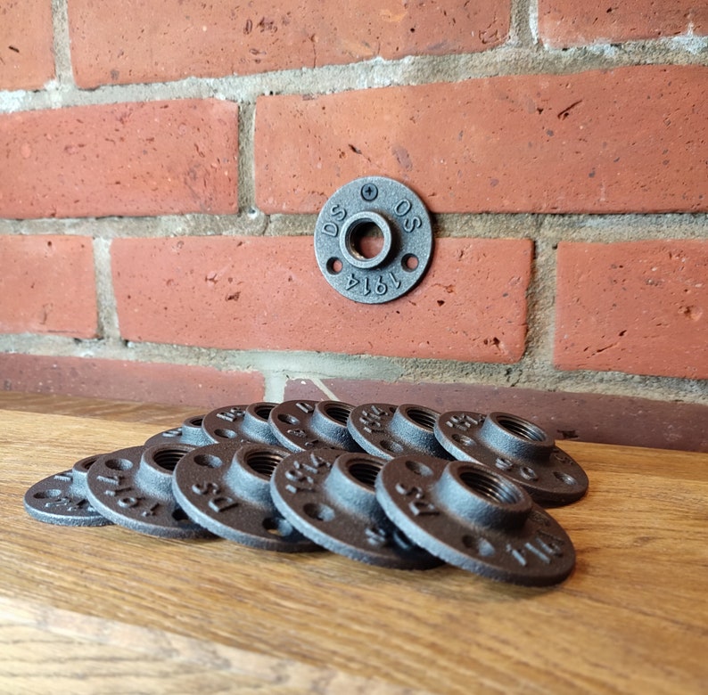 Cast Iron Floor Flange, Black Pipe Fitting, Threaded Wall or Floor Mount for Pipe Furniture, 1/2", 3/4", 1" image 4
